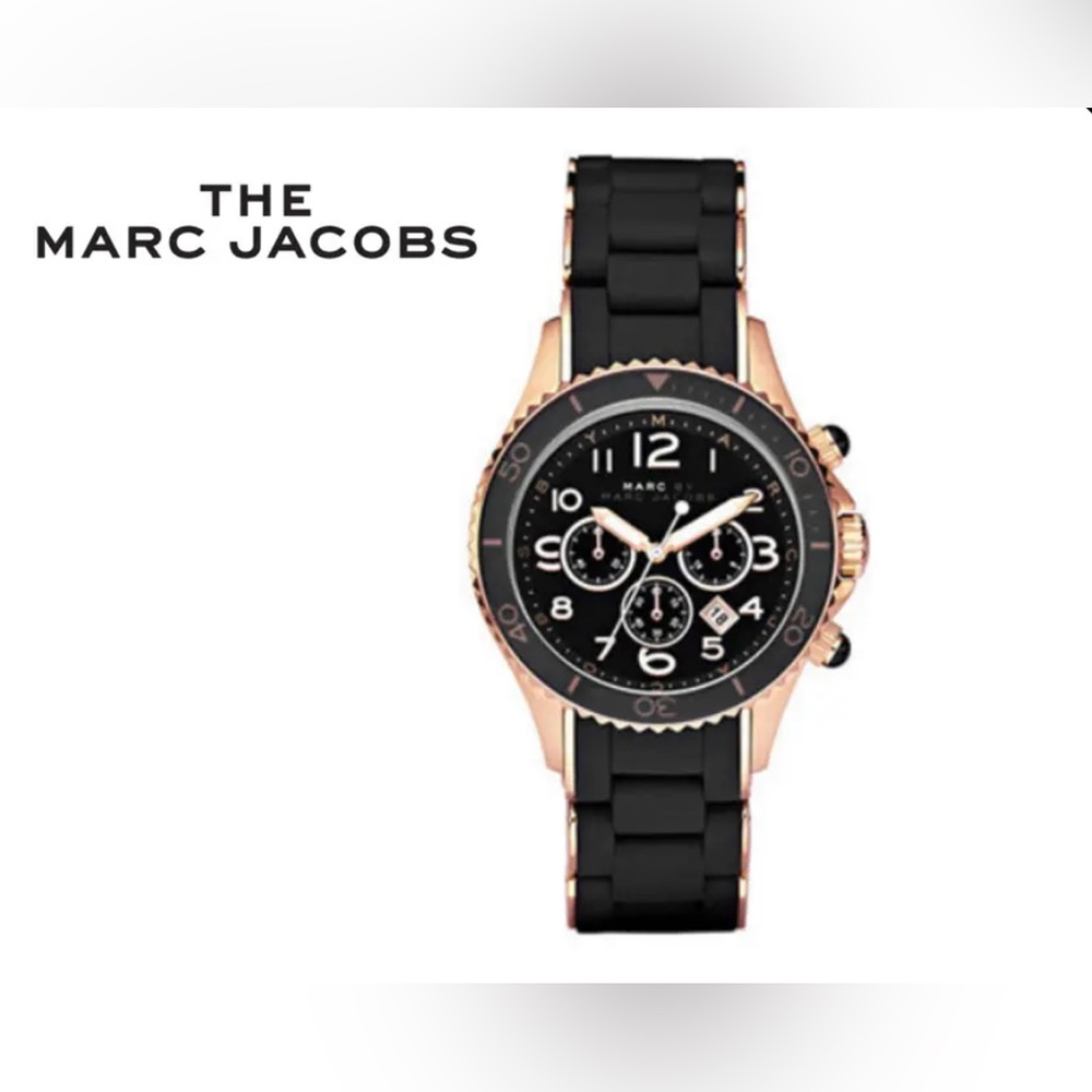 Marc Jacobs Watch Urethane Band Black Rose Gold